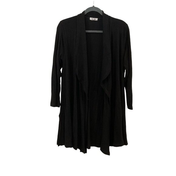 Lna Women's Cut Out Sleeve Long Cardigan in Black Size Medium Sweatshirt Casual - Picture 1 of 11
